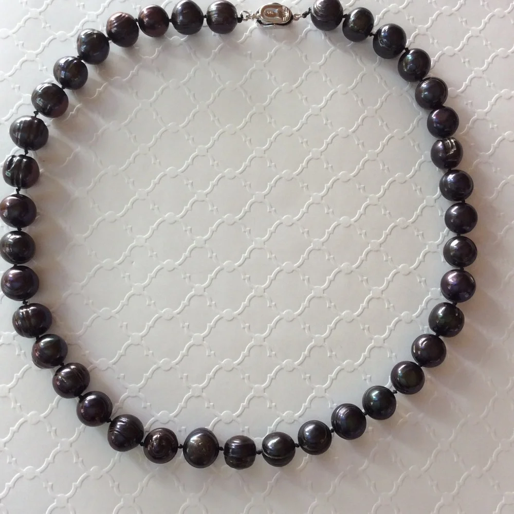 11mm Iridescent Tahitian Pearl Strand Sterling Silver - Picture 9 of 13